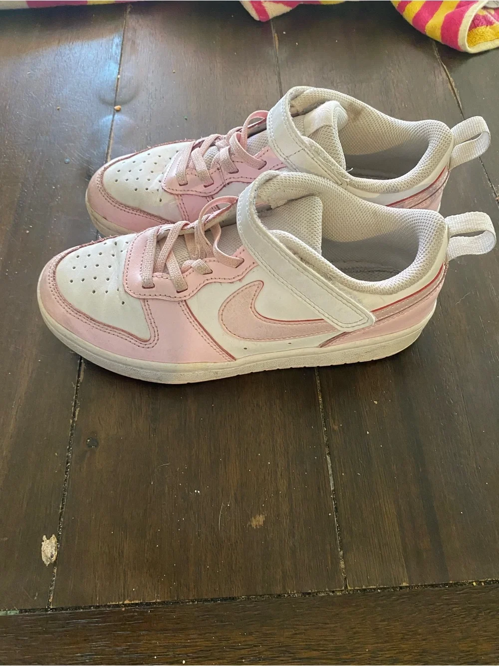 Nike Kids White and Light Pink High-Top Sneakers with Velcro Strap